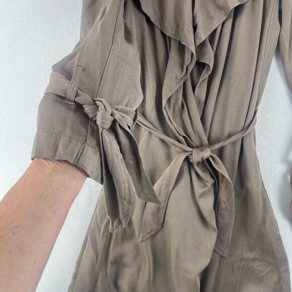 Thread & Supply Womens Wrap Jacket Cotton Brown Belted Waist Long Sleeve Size LG - Picture 4 of 11